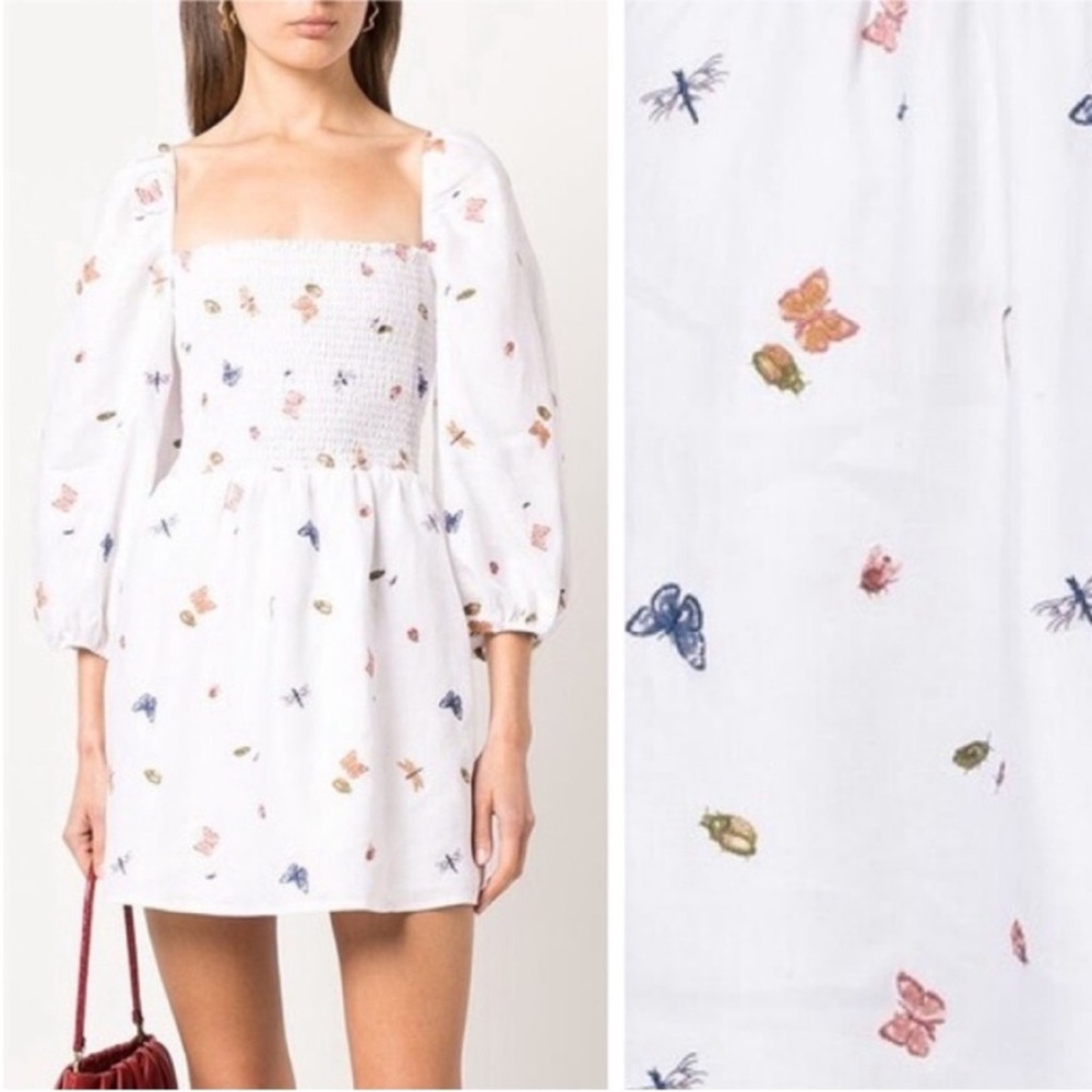 NEW Reformation Greyson Linen Dress Ladybugs Medium - Picture 17 of 17